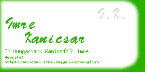 imre kanicsar business card